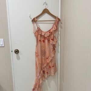 Urban Outfitters Peach Floral Ruffle Dress